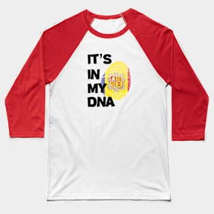 Flag of Andorra in fingerprint Baseball T-Shirt